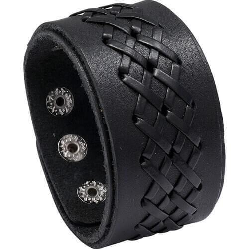 LETAPI New Fashion Handmade Punk Vintage Multilayer Metal Charm Leather Bracelets for Men Women Jewelry