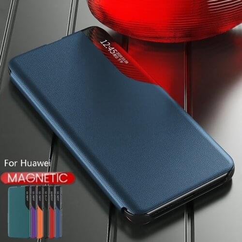 Leather Magnetic Smart Case for Huawei P40 P30 P20 Pro Lite E Note 6 7i Mate 20 Pro Lite Honor 10 Lite Stand Phone Cover Coque