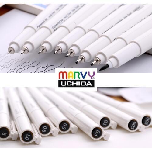 Japan MARVY Pigma Micron Liner Drawing Marker Pens Fine Tip 0.03/0.05/0.1/0.2/0.3/0.4/0.5/0.6/0.7/0.8/1.0mm/Brush Art Needle pen