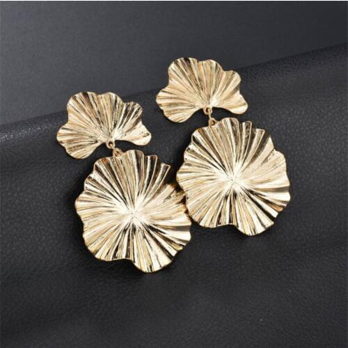 2019 Metal Plant Leaf Earrings For Women Girls Gifts Gold Silver Color Alloy Drop Long Earring Fashion Jewelry