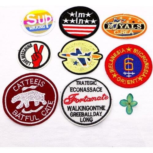 USA Aircraft Finger Bear Love Digital Round Icon Embroidery Applique Patches For Clothing DIY Iron on Badges on the Backpack