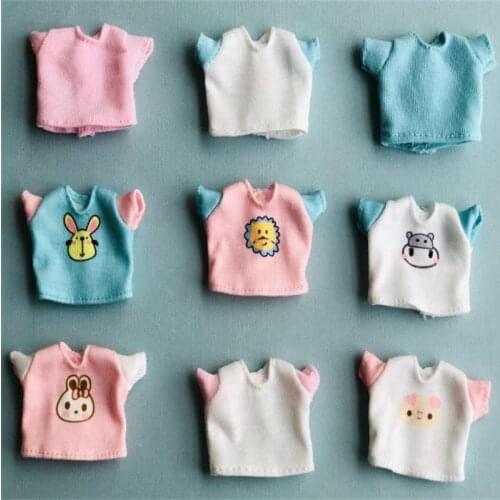 New 1PCS Cute ob11 Dolls Clothing Short Print animals T-shirt for OB11 1/12 bjd Dolls Accessories clothes for dolls