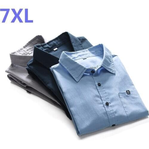 NEW plus size 8XL 7XL 6XL Spring Mens Casual Shirts Cotton Brand Clothing Mans Long Sleeve Loose Clothes Male Tops