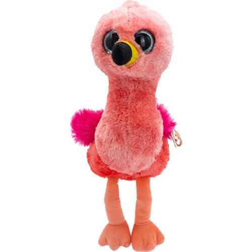 New 15CM Ty Big Eyes Beanie Plush Animal Pink Flamingo Gilda Animal Plush Collectible Toy Children Christmas Birthday Gift