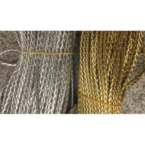 Free Ship 100 meters 5mm Metallic Gold / Silver Braided leather cord Round Faux Leather cord Pu leather cord