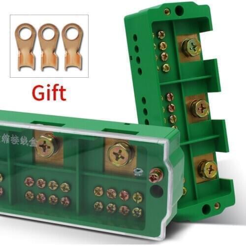 Connection Distribution Box 3-in 12-out Three phase Green Terminal Block Row Junction Metering Box Part Line
