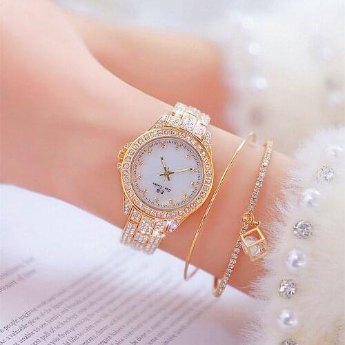 Luxury Women Quartz Watches Full Rhinestone Bracelet Wristwatch Ladies Watches Clock New BS Brand Montre Femme
