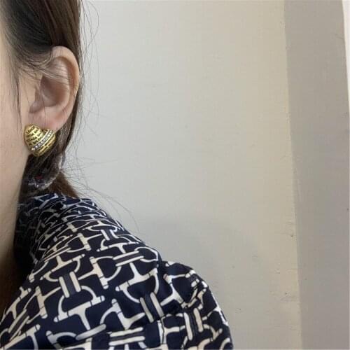 TIMEONLY Minimalist Love Heart Letter Stud Earring Bling Bling Rhinestones Earrings Statement Jewellery for Women Femme Party