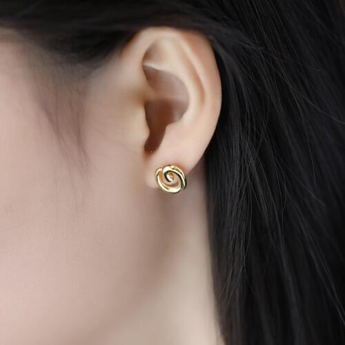 WTLTC Modern Gold Wire Stud Earrings for Women 925 Sterling Sliver Spiral Earrings Minimalist Small Studs Earrings Femme Jewelry