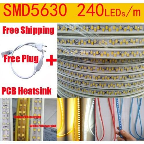 Super Brightness LED Strip light 5630 AC220V 100M 180leds/m led Flexible strip Bar Light IP66 waterproof Home Decoration DHL