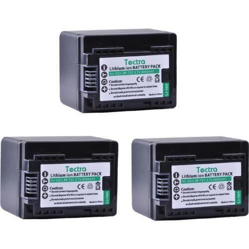 Tectra BP-727 BP 727 BP727 3pcs/pack Camera Battery for Canon VIXIA HF M50 M500 M56 M52 M60 R30 R300 R308 R506 DSLR Camera