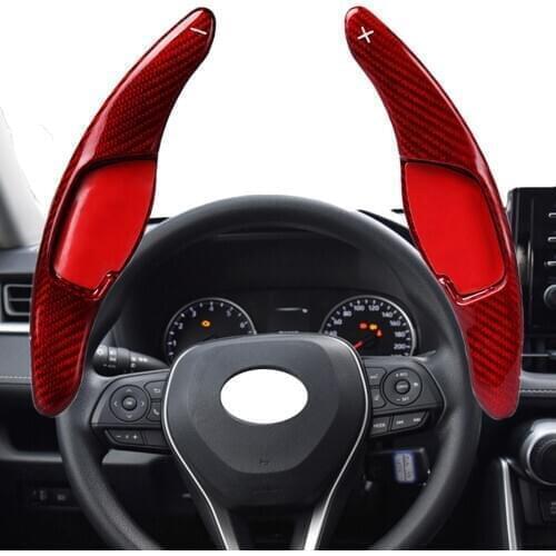 Carbon Fiber L+R Steering Wheel Paddle Shifter Extension Fit For Toyota RAV4 Mark X Camry Corolla Zelas 2011-2016