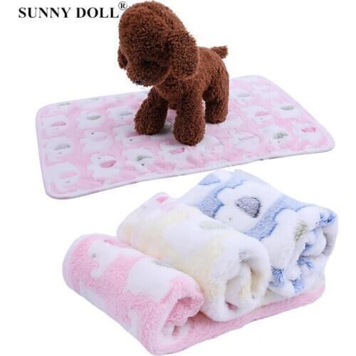 Thickened Pet Pad Dog Bed Cushion Soft Coral Fleece Print Warm Pet Blanket Sleeping Bed Cover Mat For Small Medium Big Dog Cat