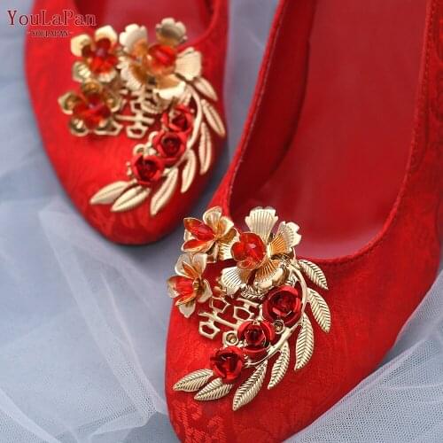 YouLaPan X28 Red Wedding Shoes Accessories Bride High Heels Clips Chinese Wedding Shoes Buckle Alloy Bridesmaid Shoe Buckle
