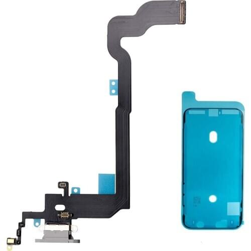 Charging Port USB Dock Connector Flex Cable with Microphone Replacement for iPhone X + waterproof sticker