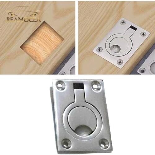 Reamocea 1Pc 63x44mm 316 Marine Grade Stainless Steel Flush Lifting Handle Pull Boat Hatches Lift Ring Rowing Boats Accessories