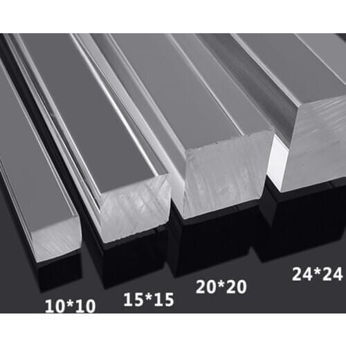 100mm long 3/4/5/8/10/15/20/25/30mm side length Acrylic square rod transparent stick bar solid baton clear cudgel club customize