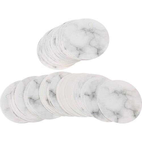 100PCS Marbled Paper Earring Card Simple Jewelry Card Message Card Display Packaging Cards Tags Round Shape Earring Stud Cards