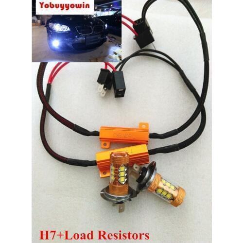 2Pcs Error Free White 80W H7 Epistar LED Daytime Running Light/DRL/Fog Lamp+Load Resistor For BMW E46 3 Series 325i 330i M3, etc