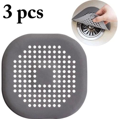 3PCS Sink Strainer Silicone Drain Strainer Sewer Filter For Kitchen Bathroom Sewer Hair Anti-Blocking Sink Bathroom Accessories
