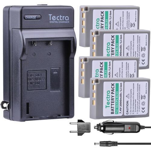 4pcs PS-BLS5 PSBLS50 Li-ion Battery+Digital Charger for Olympus PEN E-PL2,E-PL5,E-PL6,E-PL7,E-PM2, OM-D E-M10, E-M10 II, Stylus1