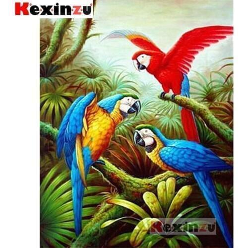 Kexinzu 5D DIY Full Square/Round Drill Diamond Painting "Forest parrot" 3d Diamond Embroidery Cross Stitch home Decor Gift K977