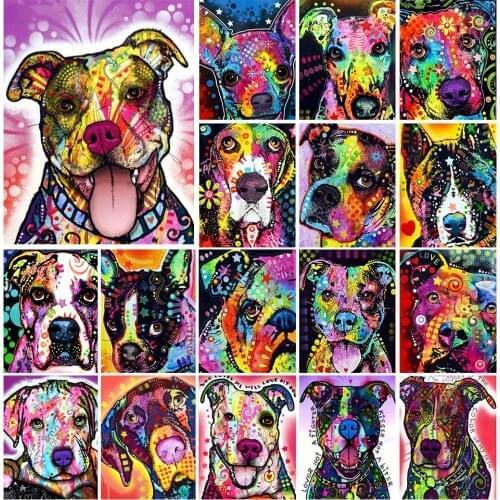 5D Diamond Painting Animals Colorful Dog Cross Stitch Kit Full Drill Square Embroidery Mosaic Art Picture Of Rhinestones Decor