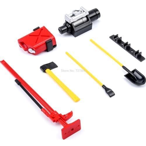 6Pcs/set 1/10 Simulation Scale Plastic Accessory Tools For 1:10 SCX10 D90 RC Rock Crawler Truck Remote Control Toy Accessories