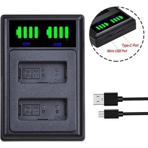Batmax LP-E17 LPE17 LP E17 NEW LED Dual USB Battery Charger for Canon EOS 200D M3 M6 750D 760D T6s 800D 8000D