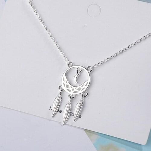 925 Sterling Silver Dreamcatcher Pendent Necklace For Women Girls Party Statement Jewelry Choker dz143