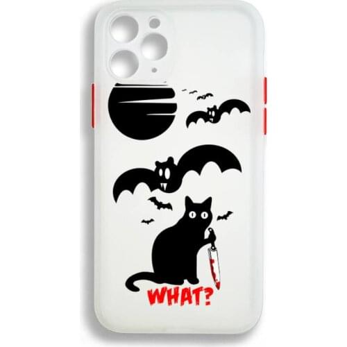 Funny Black Cat What Phone Case Colorful Bumper Shockproof Trasparent For iPhone 12 11 Pro Max Mini XR X XS 8 7 Plus Cover