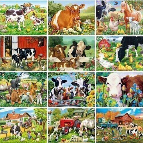 Evershine Diamond Embroidery Cow 5D DIY Diamond Painting Cross Stitch Animals Picture Of Rhinestones Home Decoration