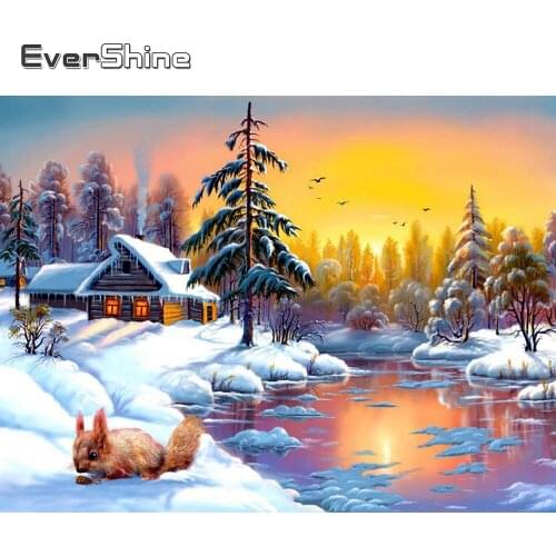 Evershine 5D DIY Diamond Painting Winter Cross Stitch Kit Embroidery Scenery Sale Full Square Crystal Mosaic Home Decoration