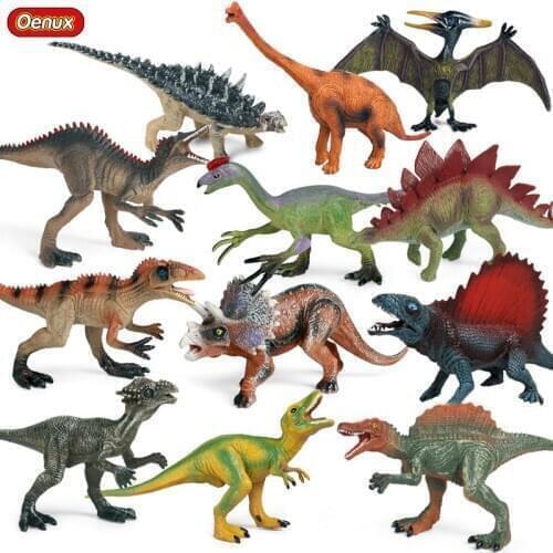 Oenux Small Jurassic Dinosaur Action Figure T-Rex Pterodactyl Stegosaurus Spinosaurus Dinossauro Collection Model Kids Toy Gift