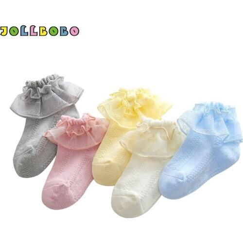 Baby Cotton Socks High Quality Spring Autumn White Yellow Pink Lace Ruffle Baby Girl Frilly Socks Infant Socks Wholesale 0-12T