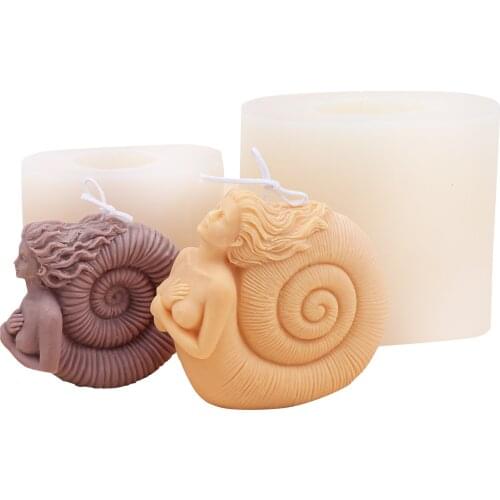 Art Statue Western The Conch Girl Candle Mould Decoration Handmade Soap Candle Making Silicone Candle Mold For Candle Making