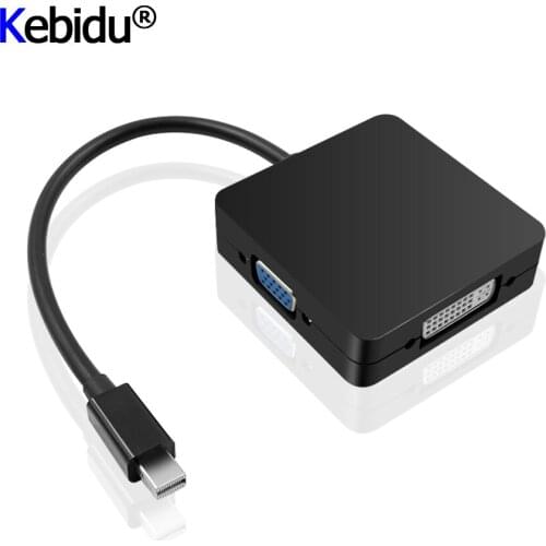 3 In 1 Mini DisplayPort Cable Mini DP Thunderbolt To DVI VGA HDMI-compatible Converter Adapter For PC MacBook Projector