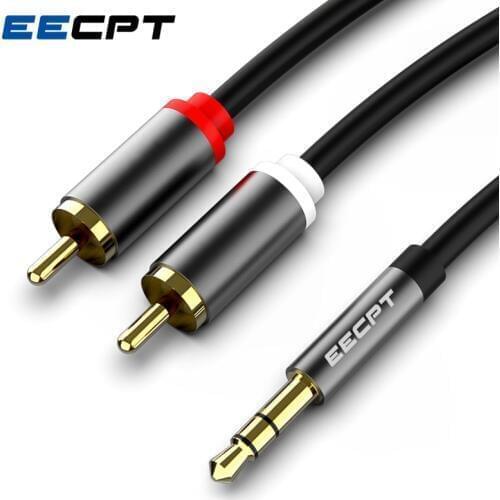 EECPT RCA Cable 2RCA to 3.5mm Jack Audio Cable Splitter Aux Cable for Home Speaker DVD VCD Player Amplifiers Subwoofer Theater