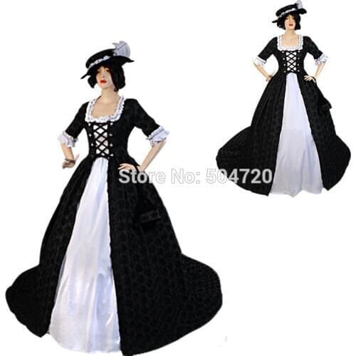 Customer to order!Black Palace Victorian dresses Civil War Renaissance Gothic Theater Dress Halloween Gown Ball dress HL-166