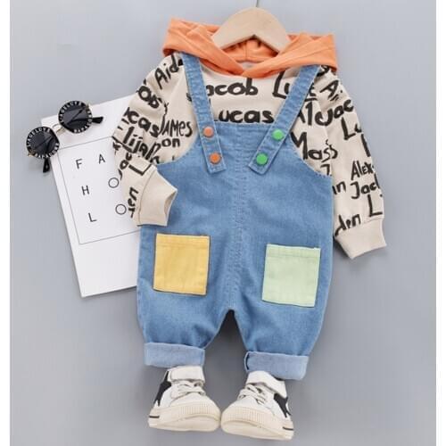 Little Girl Romper Kids Clothes Pants Denim Boy Spring New Childrens With Straps A 2-Piece 2021 Spring And Autumn Handsome Suit