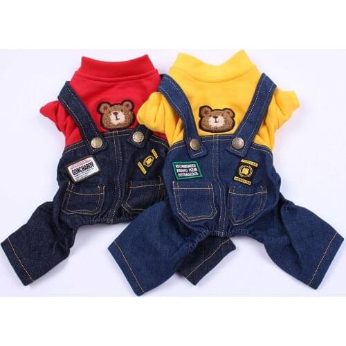 New Pet Jumpsuit Rompers Dog Hoodie Denim Coat T-Shirt Cat Puppy Jacket Autumn/Winter Clothes Apparel