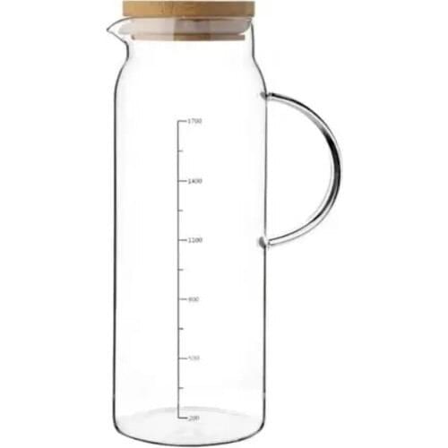 Zuzu Made Borasilikat Pyrex Glass With Bamboo Lid 1500 ml Jug
