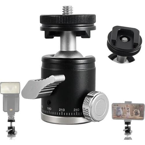Monopod ball head tripod head mini ballhead 360 panoramic head with hot shoe base mount adapter for dslr camera flash