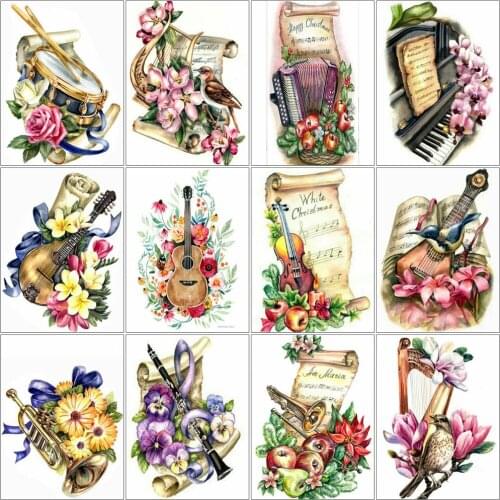 AZQSD Paint By Number Instrument Handpainted Modern Wall Picture By Numbers Flower Hand Made Unique Gifts