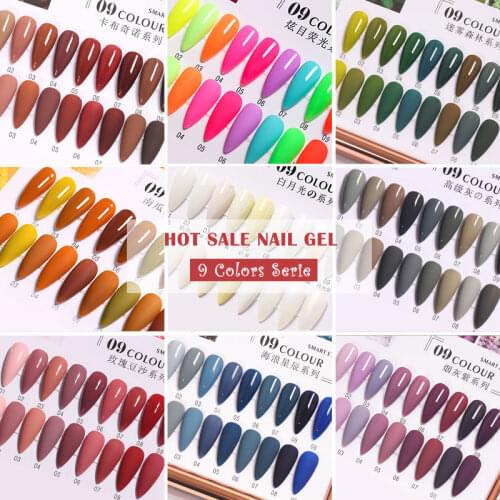 Eleanos 9 Colors Kit Nail Gel Polish Set Collection Semi Permanent Soak Off Base Top Coat Manicure Nail Gel Art