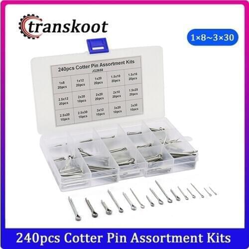240pcs Assortment Kits M1 M1.5 M2 M2.5 M3 Split Cotter Fastening Pins Kits