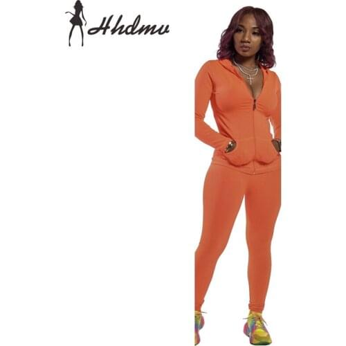 HHDMV 2020 Autumn High Quality Young Daily Regular Casual Tracksuits Hooded Full Sleeve Long Pants Slim Women 2 Piece Set