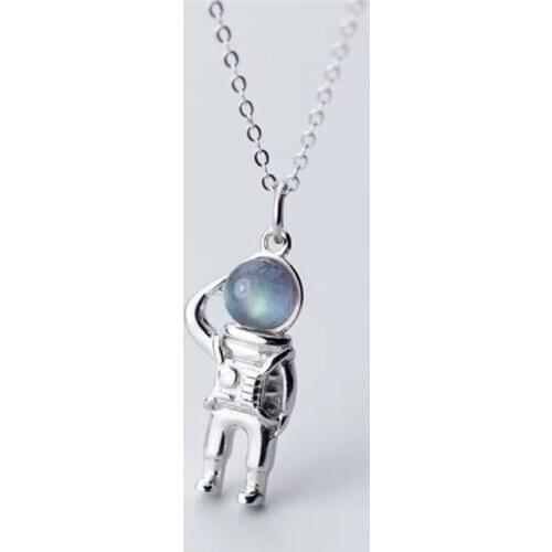 Sole Memory Fresh Astronaut Creativity Dream Space 925 Sterling Silver Clavicle Chain Female Necklace SNE551