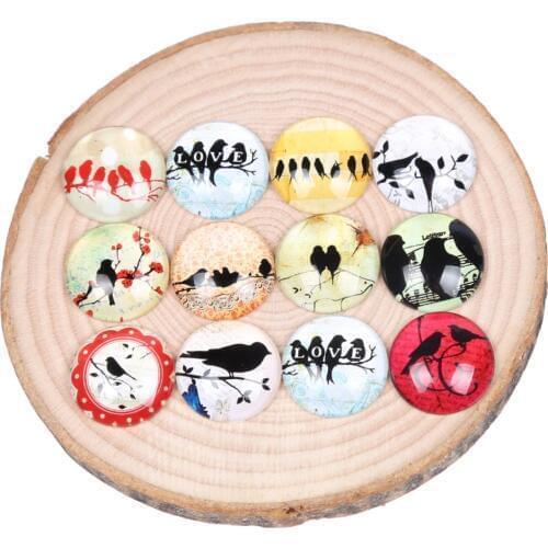 Reidgaller mixed bird silouette photo round dome diy handmade glass cabochons 20mm 12mm 14mm 18mm 25mm diy jewelry findings