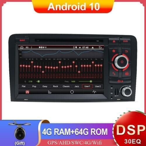 With DSP Autoradio GPS 4G RAM+64G ROM For Audi A3-8P-S3-RS3-Sportback Fit Year 2003-2011 Car Radio Multimedia Video Player AMP